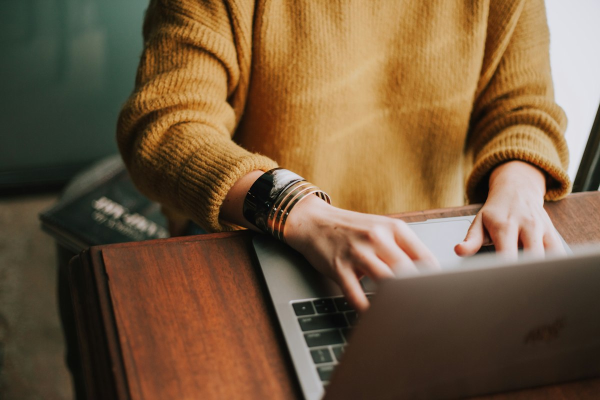 Modern laptop working securely with dedicated hardware firewall router